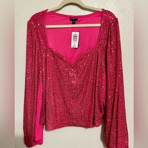 Torrid Sequin Pink Blouse